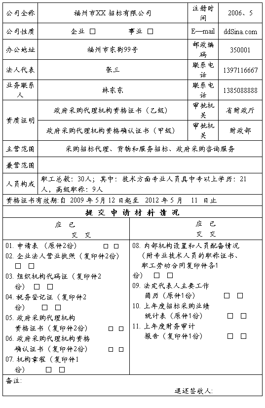 入闽备案申请