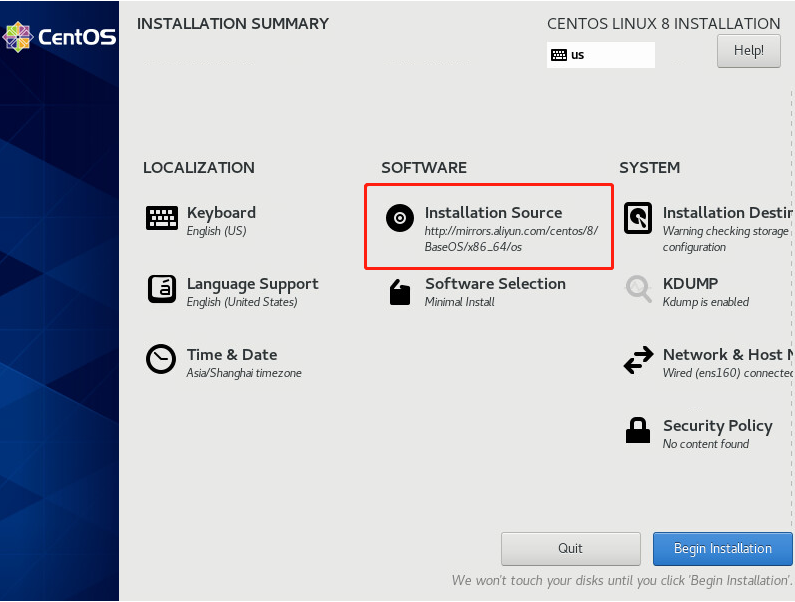 centos8正在下载安装源