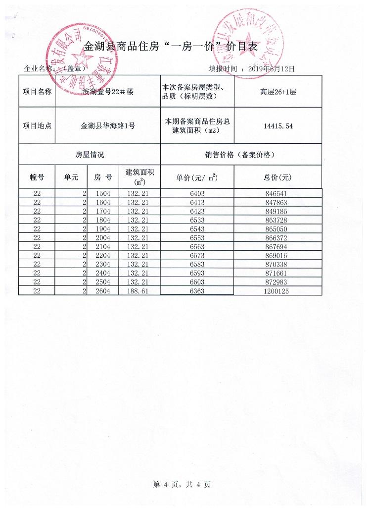 璟湖湾备案价